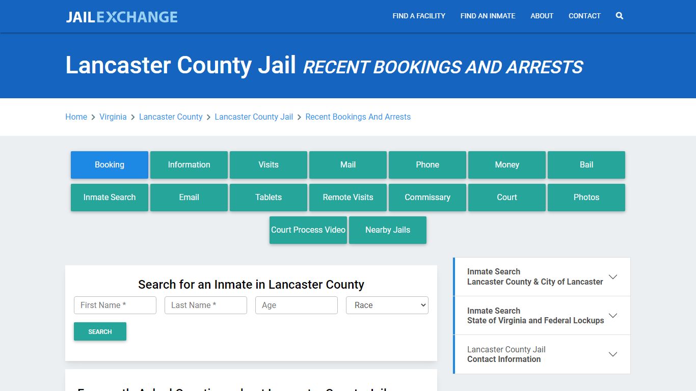 Lancaster County Jail Recent Bookings And Arrests - Jail Exchange