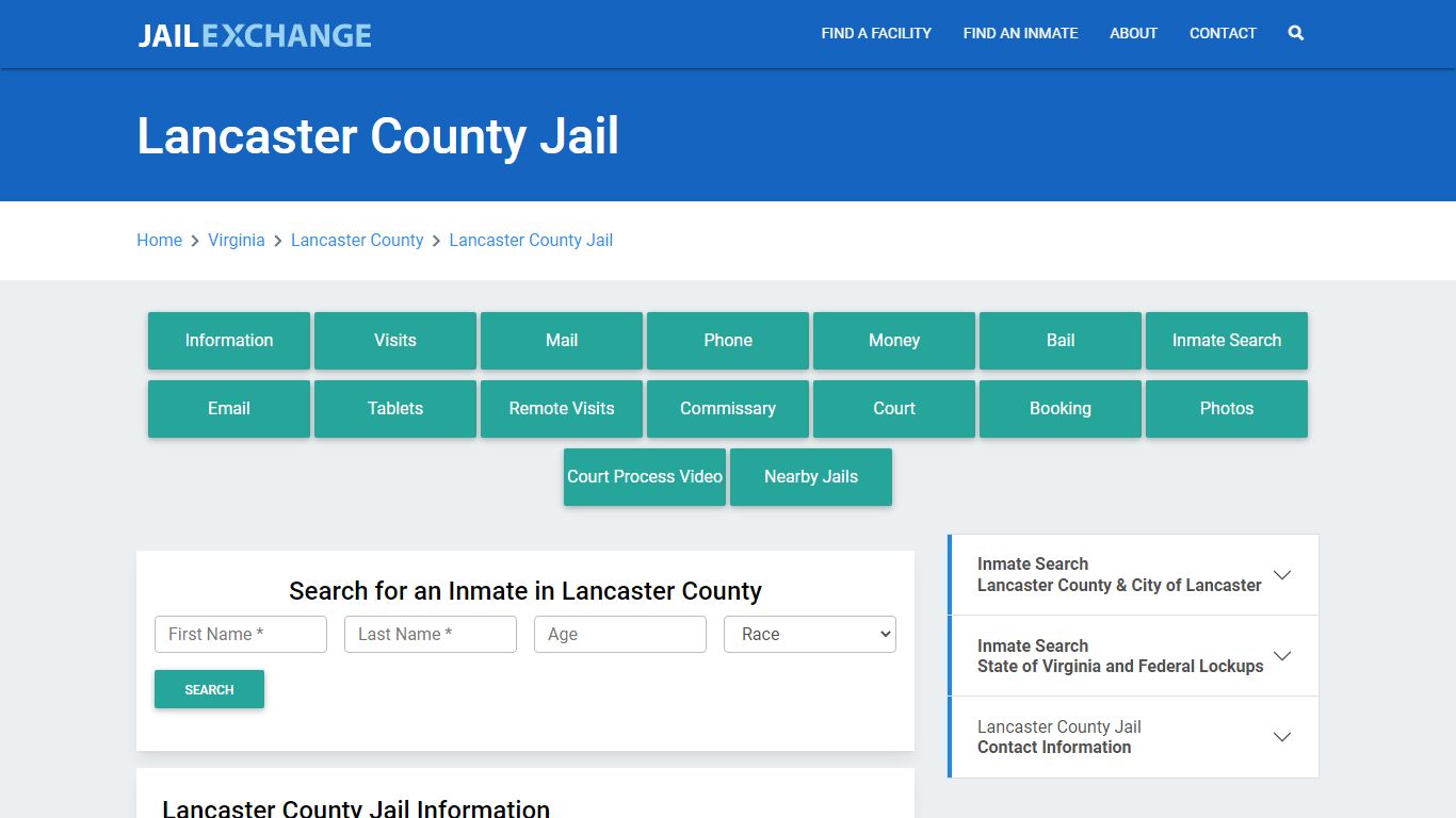 Lancaster County Jail Roster Lookup, VA, Inmate Search